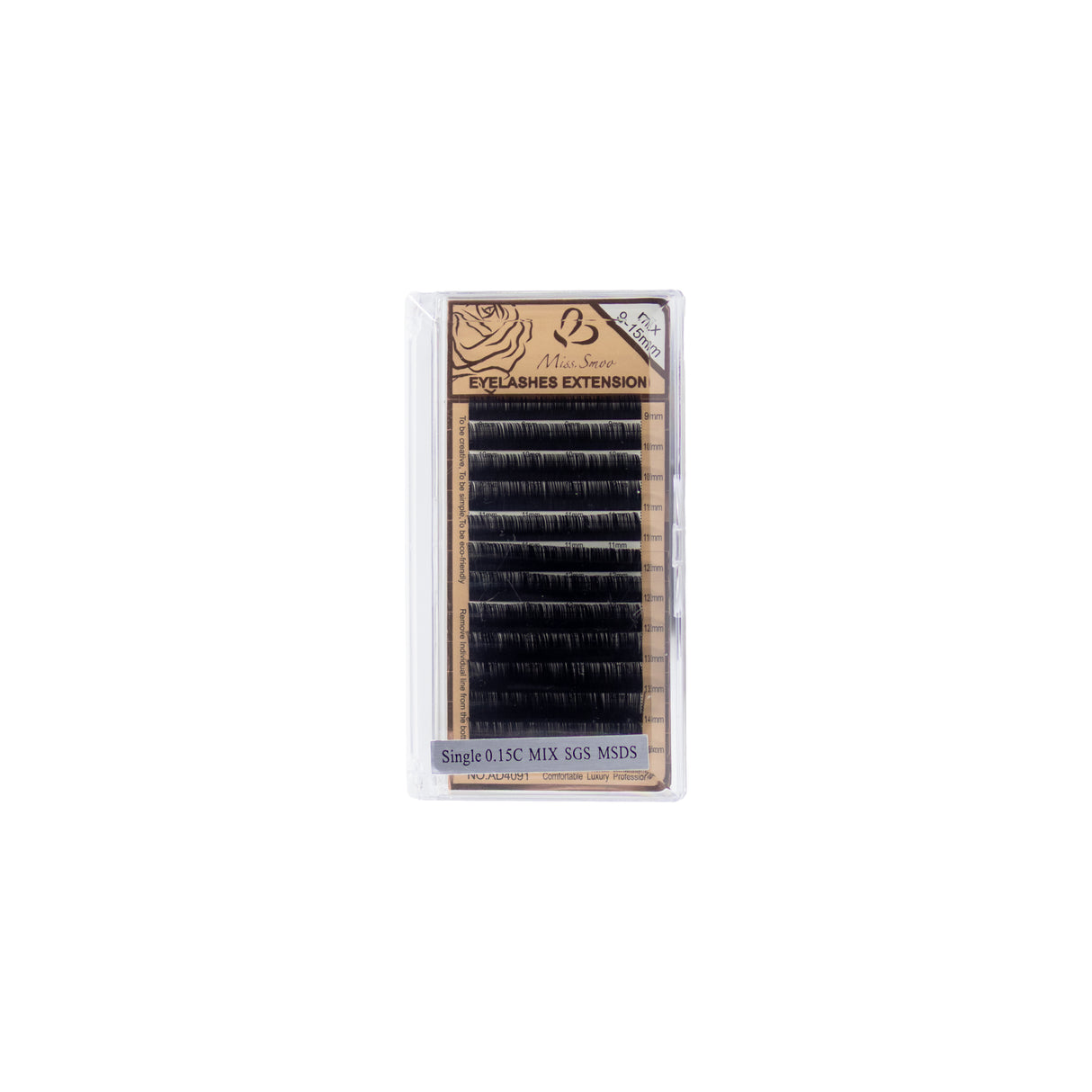 Miss Smoo Eyelash extensions Single 0.15C MIX SGS MSDS 9-15mm