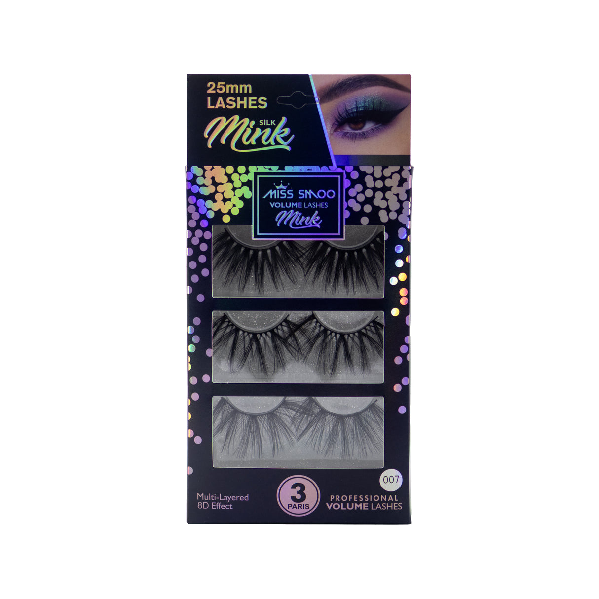 Miss Smoo 8D 25mm Mink Silk Volume Lashes 3 pairs (007)