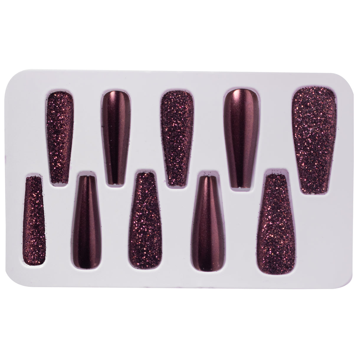 10 Coffin Aurora and Glitter Temporary nails