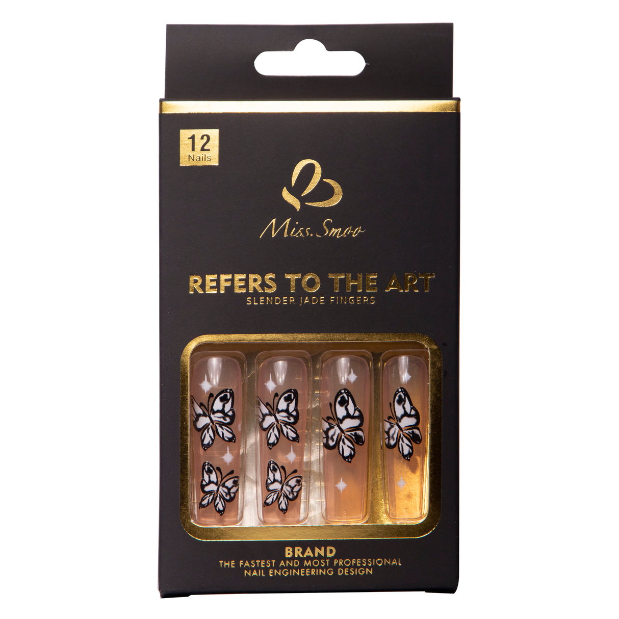 12pcs coffin miss smoo stick on nails