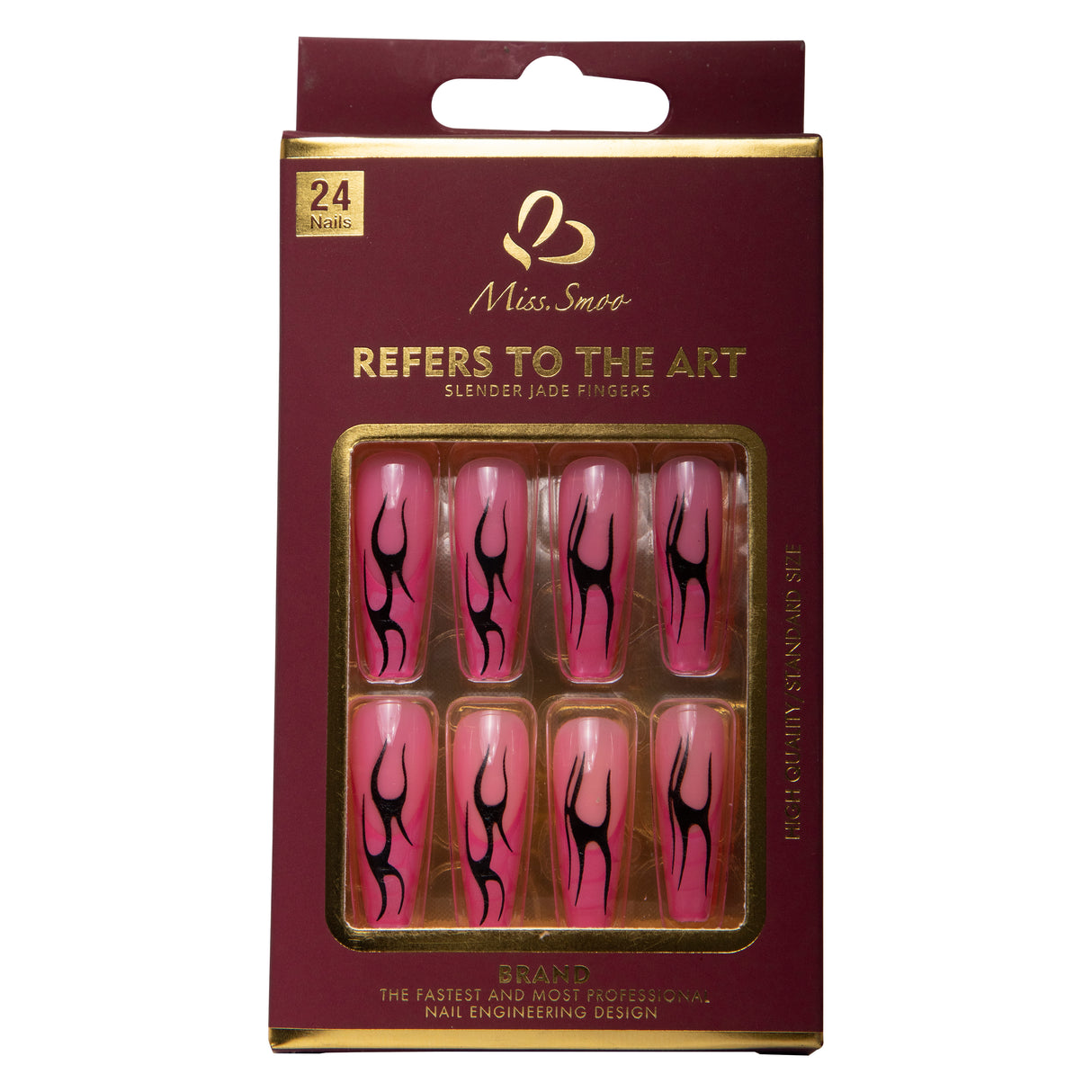 24 Piece Miss Smoo Stick On Nails Pink and Black