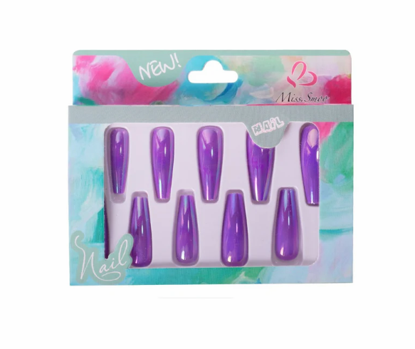 10pcs Purple Coffin Stick On Nails