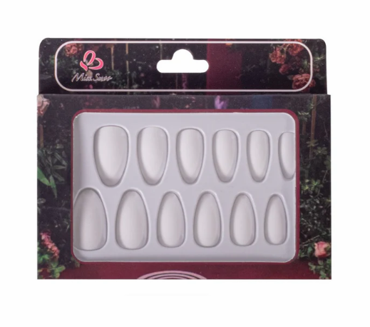 White 10 piece miss smoo Temporary Almond Stick On Nails