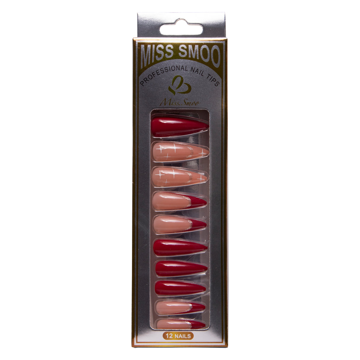 Miss Smoo red and nude stick on nails