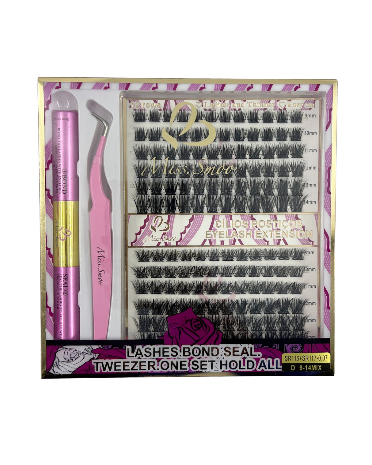 SR16 + SR117-0.07 cluster lashes