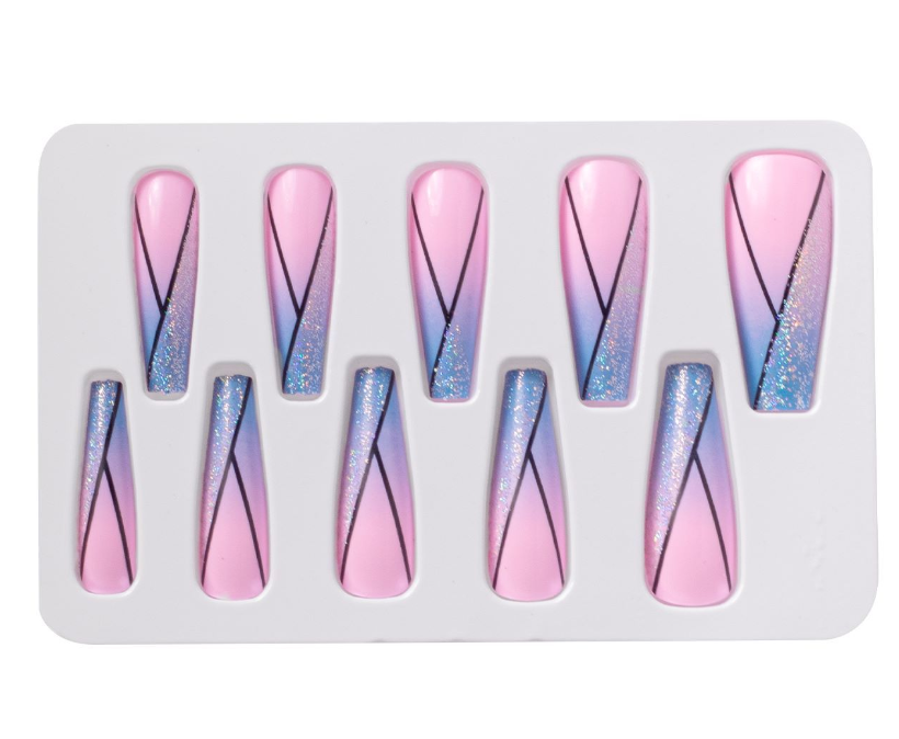 10pcs Artificial Coffin Stick On Designer Nails