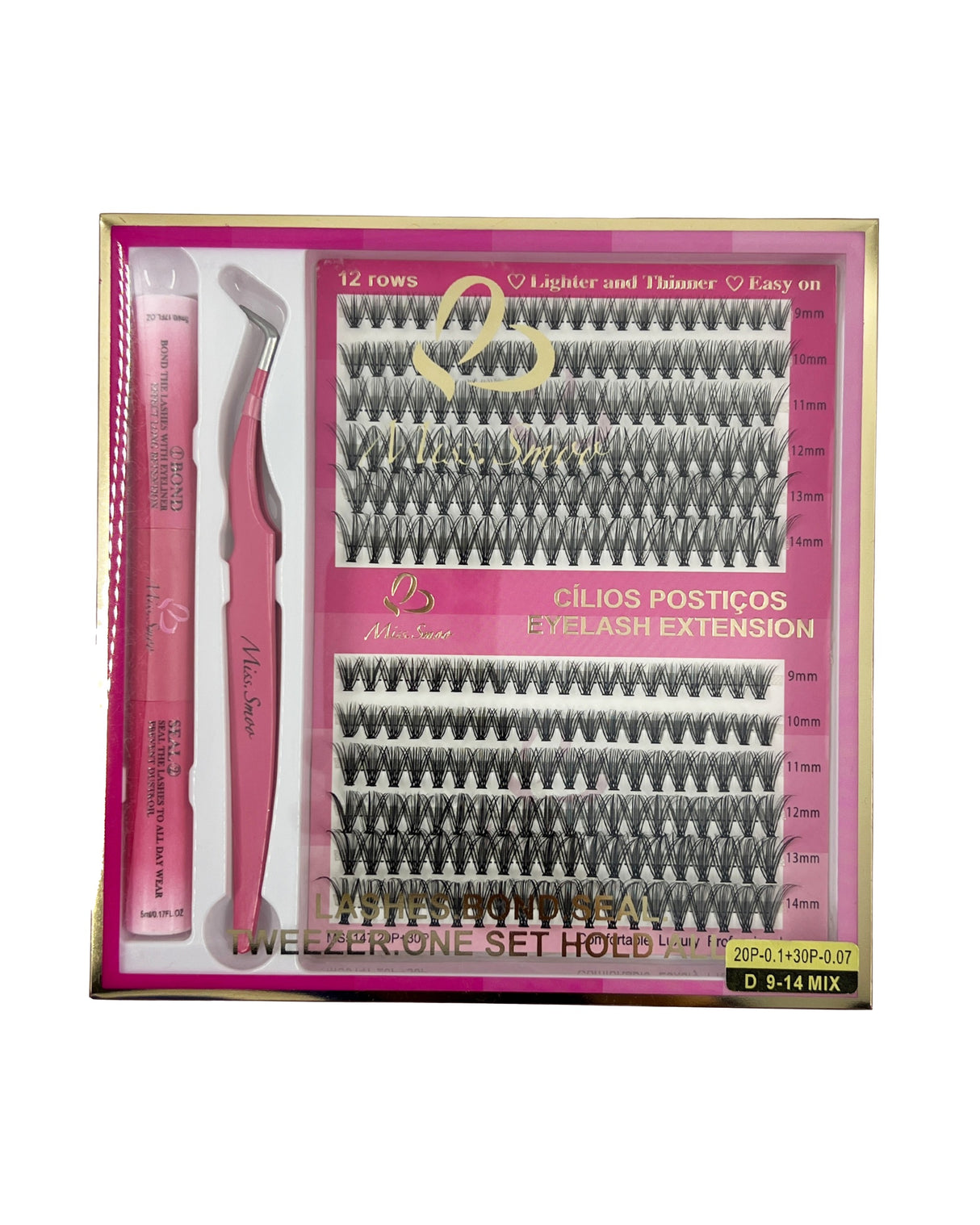 20P-0.1 +30P-0.07 cluster lashes with bond, seal and tweezer.